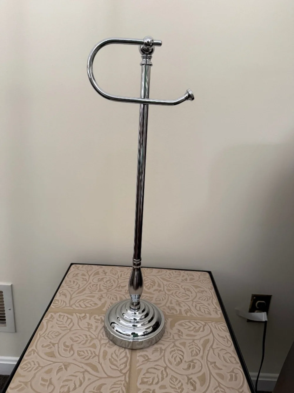 Vintage Chrome Freestanding Pedestal Toilet Paper Holder Stand